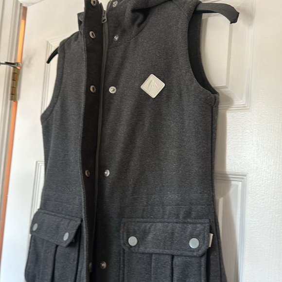 Burton Dry Ride Gray Flannel Lined Snap Zip Hooded Snow Boarding Vest Girls - Picture 4 of 8